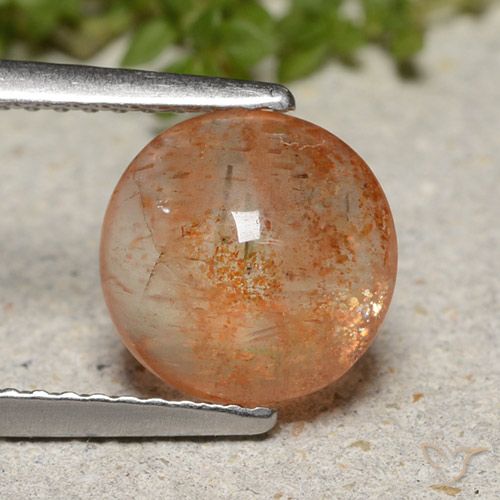 2.00ct Natural Medium Orange Sunstone, Round, Translucent