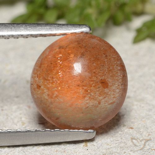 2.00ct Natural Medium Orange Sunstone, Round, Translucent