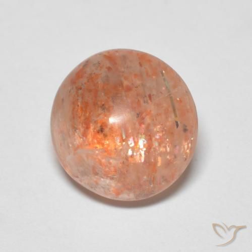2.20 ct Orange Sunstone Stone, Natural Sunstone in Round Cabochon Shape for Sale
