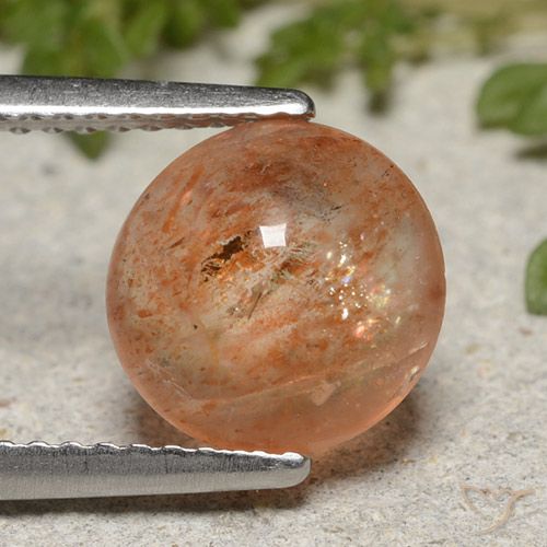 2.12ct Natural Medium Orange Sunstone, Round, Translucent
