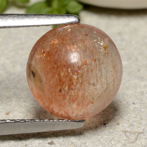 2.29ct Natural Reddish Orange Sunstone, Round, Translucent