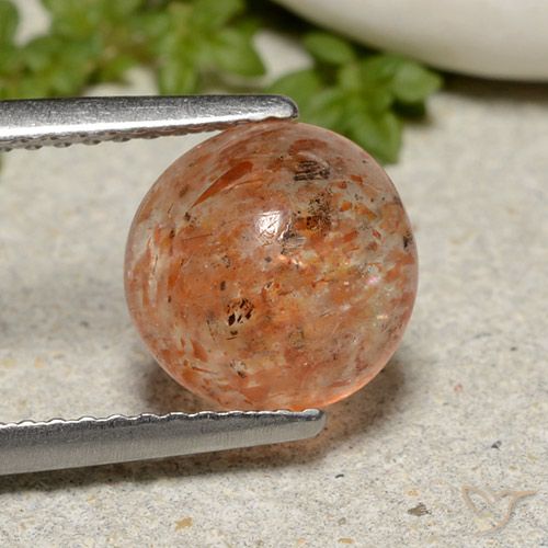 2.04ct Natural Reddish Orange Sunstone, Round, Translucent