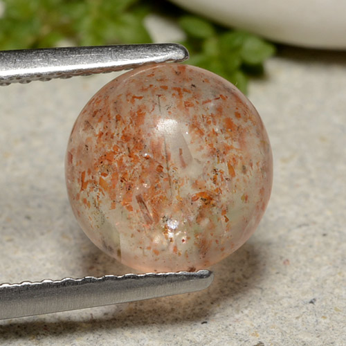 Warm Orange Sunstone Gem - 2.4ct Round Cabochon (ID: 482232)