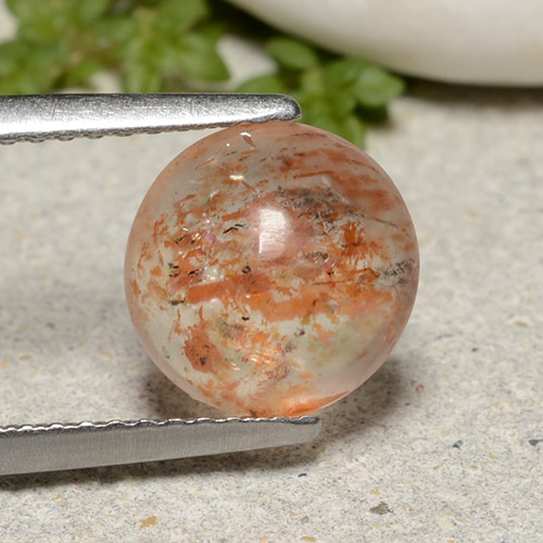 Warm Orange Sunstone Gem - 2.1ct Round Cabochon (ID: 482233)