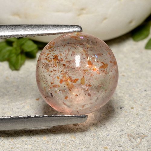 2.30ct Natural Light Orange Sunstone, Round, Translucent