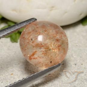 2.24 ct Orange Sunstone Stone, Natural Sunstone in Round Cabochon Shape for Sale