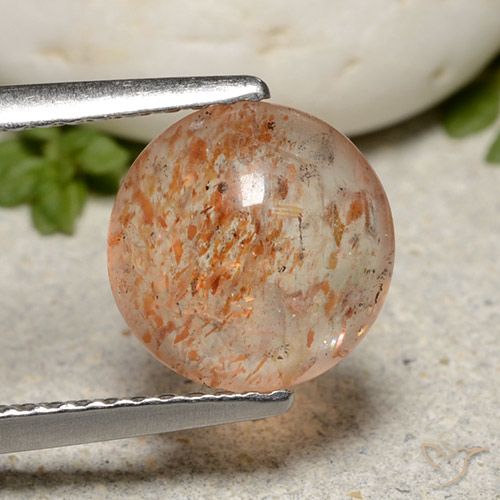 1.91ct Natural Medium Orange Sunstone, Round, Translucent, Photo A
