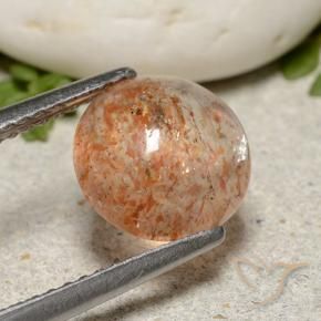 1.91 ct Orange Sunstone Stone, Natural Sunstone in Round Cabochon Shape for Sale