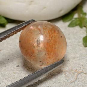 2.53 ct Orange Sunstone Stone, Natural Sunstone in Round Cabochon Shape for Sale