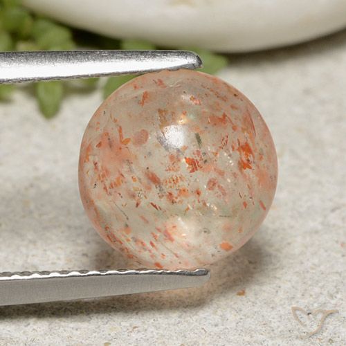 2.22ct Natural Light Orange Sunstone, Round, Translucent