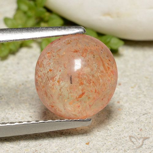 1.99ct Natural Light Orange Sunstone, Round, Translucent