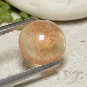 1.85 ct Orange Sunstone Stone, Natural Sunstone in Round Cabochon Shape for Sale