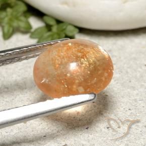 Sunstone Gemstone in 9 mm (calibrated) Size for Sale, Sunstone Stone in Cantaloupe Orange Color