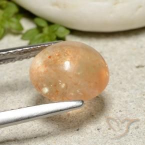 Sunstone Gemstone in 8.5 mm (calibrated) Size for Sale, Sunstone Stone in Cantaloupe Orange Color