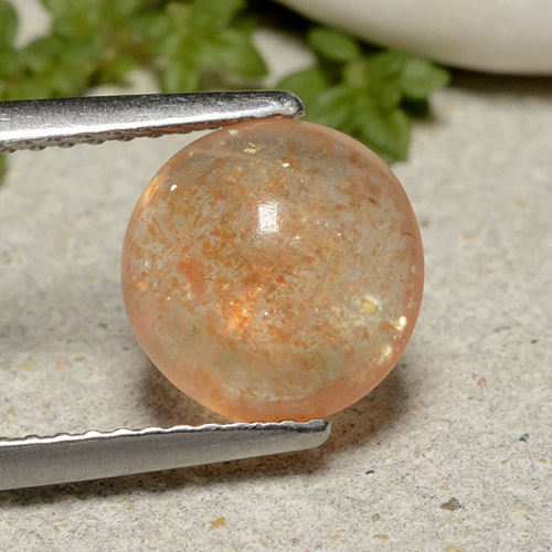 Light Peach Orange Sunstone Gem - 2.1ct Round Cabochon (ID: 482248)