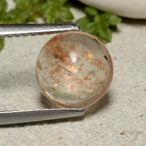 1.90ct Natural Light Peach Orange Sunstone, Round, Translucent
