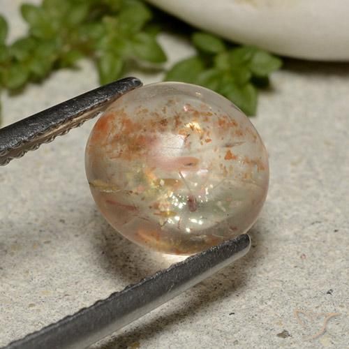 1.90 ct Orange Sunstone Stone, Natural Sunstone in Round Cabochon Shape for Sale