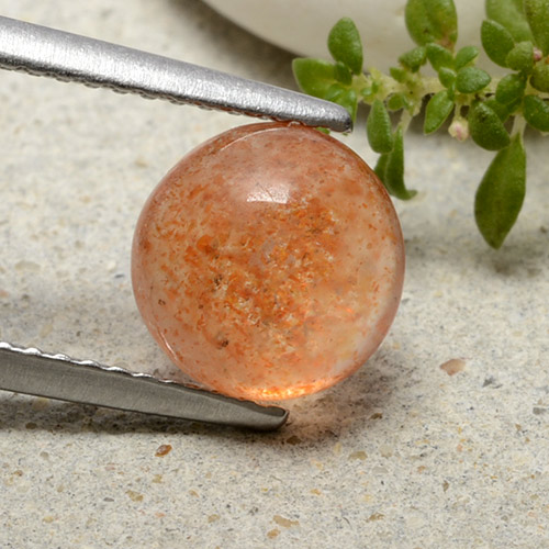Reddish Orange Sunstone Gem - 2ct Round Cabochon (ID: 482254)