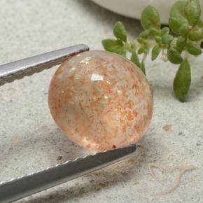 2.03 ct Orange Sunstone Stone, Natural Sunstone in Round Cabochon Shape for Sale