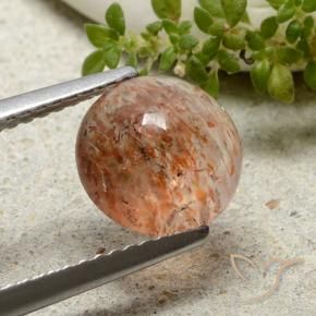 1.96 ct Orange Sunstone Stone, Natural Sunstone in Round Cabochon Shape for Sale
