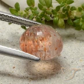 Sunstone Gemstone in 8.5 mm (calibrated) Size for Sale, Sunstone Stone in Light Tiger Orange Color