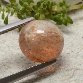 2.28 ct Orange Sunstone Stone, Natural Sunstone in Round Cabochon Shape for Sale