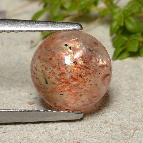 2.24ct Natural Grapefruit Orange Sunstone, Round, Translucent, Photo A