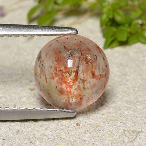 Ginger Orange Sunstone Gem - 2.1ct Round Cabochon (ID: 482268)