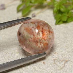 2.10 ct Orange Sunstone Stone, Natural Sunstone in Round Cabochon Shape for Sale
