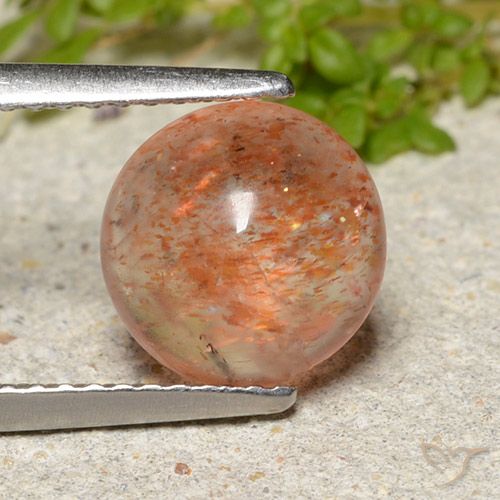 2.04ct Natural Medium Orange Sunstone, Round, Translucent