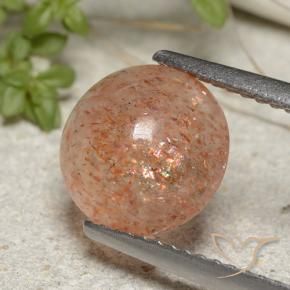 2.10 ct Orange Sunstone Stone, Natural Sunstone in Round Cabochon Shape for Sale