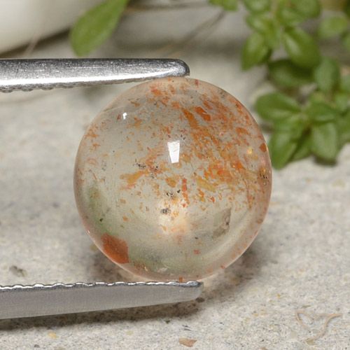 1.75ct Natural Light Tiger Orange Sunstone, Round, Translucent