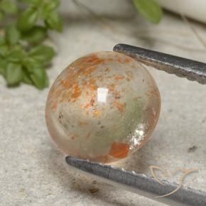 1.75 ct Orange Sunstone Stone, Natural Sunstone in Round Cabochon Shape for Sale
