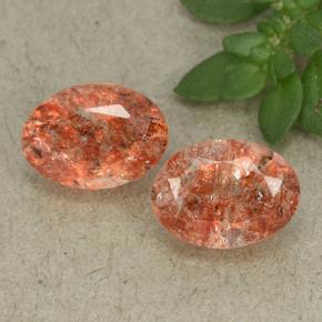 1.73 ctw Orange Sunstone Gemstones, Sunstone Gems in Oval Facet Shape for Sale.