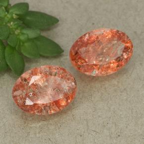 1.73 ctw Orange Sunstone Stones, Natural Sunstone in Oval Facet Shape for Sale