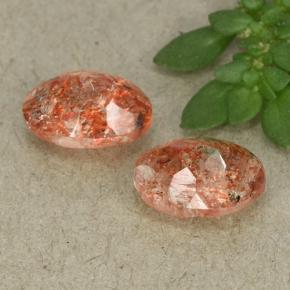 Sunstone Gemstones in 7.3 x 5.2 mm Size for Sale, Sunstone Stones in Reddish Orange Color