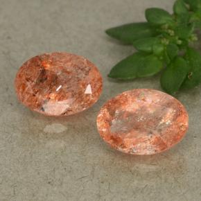 Красновато-оранжевый Солнечный Камень Камень - 0.8ct Фасетный Овал (ID: 493429)