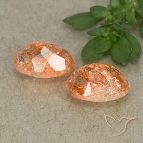 Sunstone Gemstones in 7 x 5 mm (calibrated) Size for Sale, Sunstone Stones in Medium-Light Orange Color