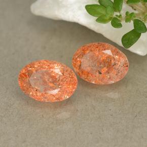 1.72 ctw Orange Sunstone Stones, Natural Sunstone in Oval Facet Shape for Sale