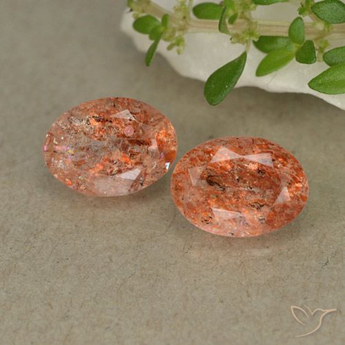 1.61ctw Natural Medium Orange Sunstone, Oval, Translucent