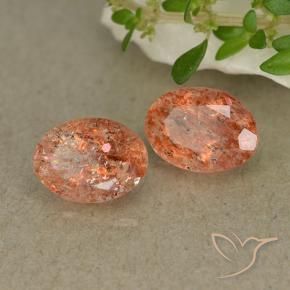 1.61 ctw Orange Sunstone Stones, Natural Sunstone in Oval Facet Shape for Sale