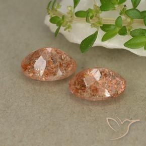 Sunstone Gemstones in 7.2 x 5.3 mm Size for Sale, Sunstone Stones in Medium Orange Color