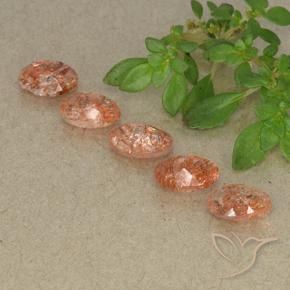 Sunstone Gemstones in 7 x 5 mm (calibrated) Size for Sale, Sunstone Stones in Reddish Orange Color
