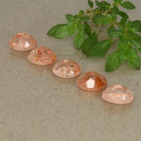 Sunstone Gemstones in 6.9 x 5.3 mm Size for Sale, Sunstone Stones in Ginger Orange Color