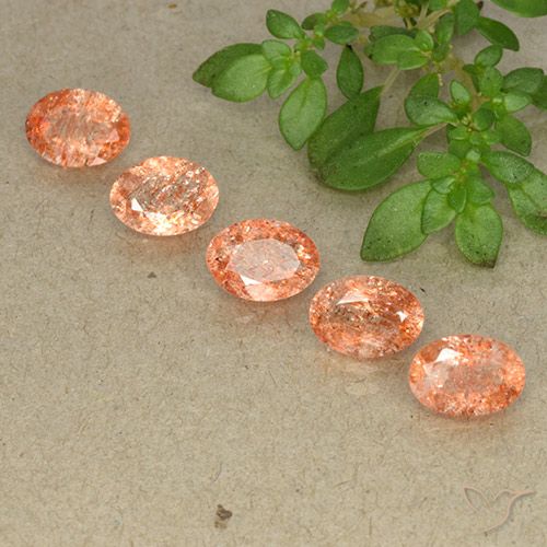 3.60 ctw Orange Sunstone Gemstones, Sunstone Gems in Oval Facet Shape for Sale.