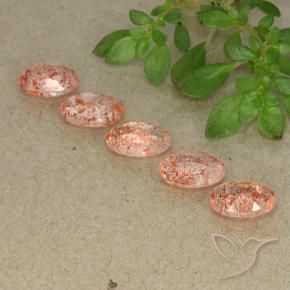 Sunstone Gemstones in 7 x 5 mm (calibrated) Size for Sale, Sunstone Stones in Light Tiger Orange Color