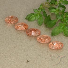 Sunstone Gemstones in 7 x 5 mm (calibrated) Size for Sale, Sunstone Stones in Medium-Light Orange Color