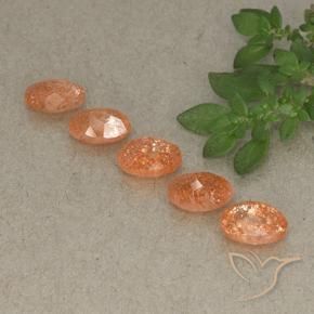 Sunstone Gemstones in 7 x 5 mm (calibrated) Size for Sale, Sunstone Stones in Medium Orange Color