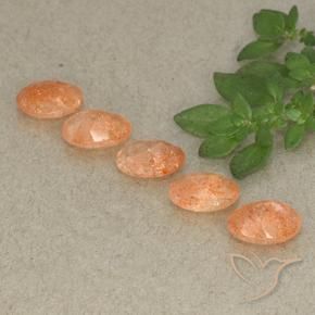 Sunstone Gemstones in 7.1 x 5.3 mm Size for Sale, Sunstone Stones in Medium-Light Orange Color