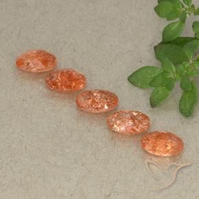 Sunstone Gemstones in 7 x 5 mm (calibrated) Size for Sale, Sunstone Stones in Medium Orange Color